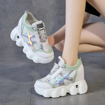 

2020 Autumn Wedges Sneakers For Women Chunky Platform 9cm Super High Vulcanized Shoes Woman Sports Casual Shoes Tenis Female New
