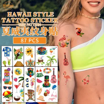 

Waterproof Hawaii Temporary Tattoo Sticker Summer Beach Party Fake Tattoo Tatoo Tatto Tato Henna
