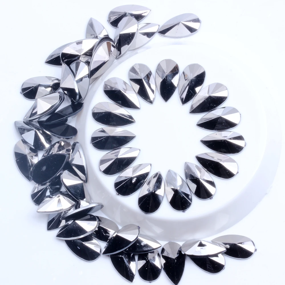 36 hematite ab Акриловые Стразы DIY драгоценные камни 8x13 мм 2000 шт в форме капли с плоским основанием острый Блестящий декор для ногтей украшения - Цвет: 36 hematite ab