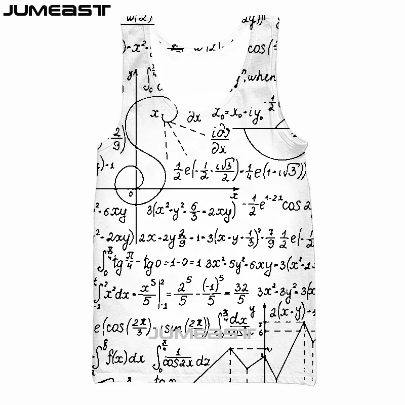 Бренд Jumeast, мужской/женский жилет с 3D принтом, математическая формула ночи, короткий рукав, модный спортивный пуловер, летние Майки, футболки - Цвет: 13