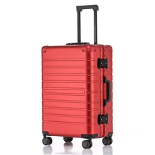 Чемодан на колесиках из алюминиевого сплава, чемодан для путешествий на колесиках, серебристо-красный чемодан для переноски, модный чемодан на колесиках