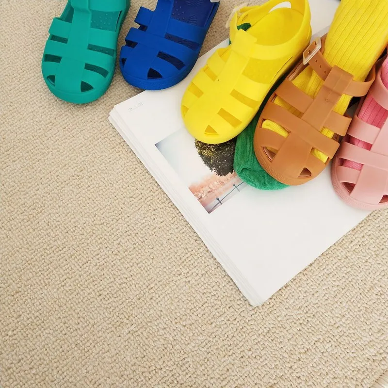 Cute Flat Girls Princess Jelly Shoes Summer New Korean Children's Super Soft School Hollow Sandy Beach Sandal 2-6 Years Old 4