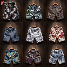 Мужские повседневные удобные льняные шорты летние тонкие дышащие шорты 9 цветов мужские пляжные шорты с цветочным принтом Большие размеры M-5XL