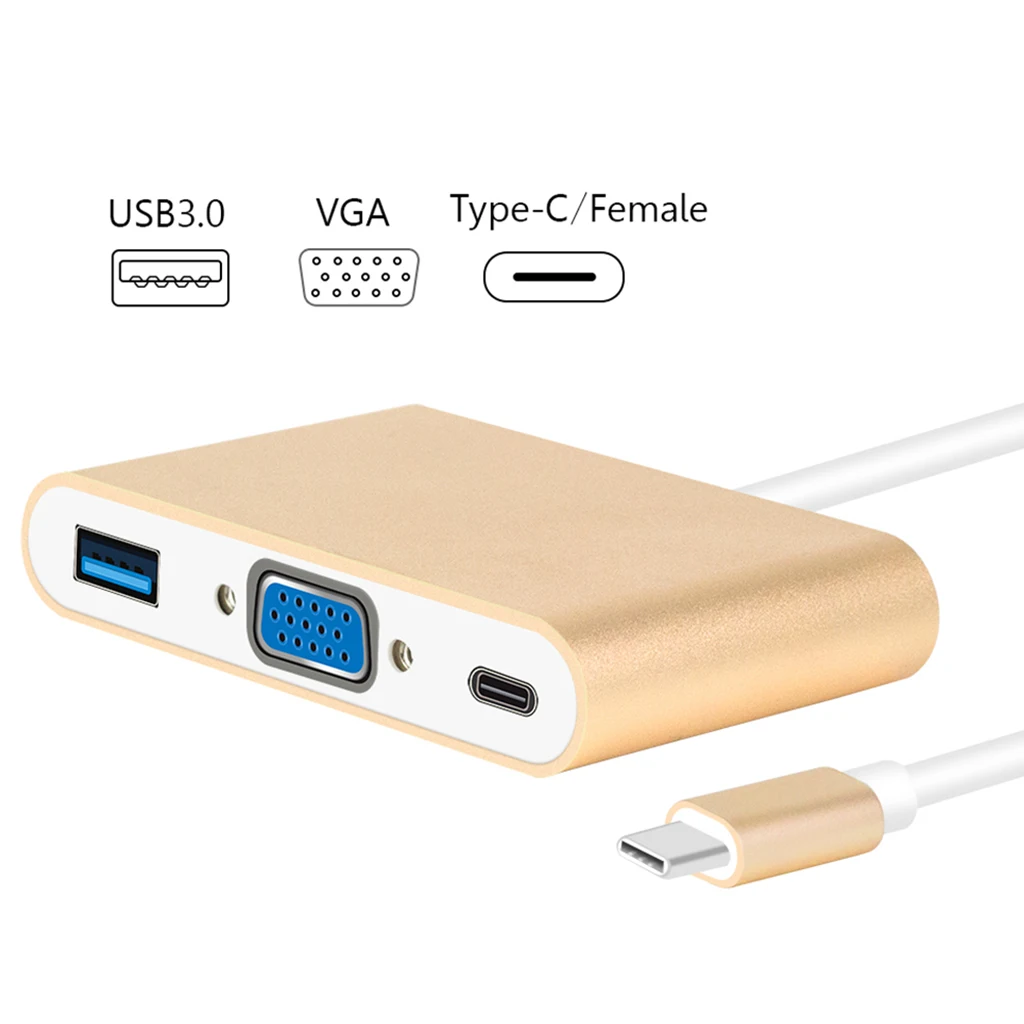 Usb type-c к USB3.0 VGA USB-C порт для зарядки поддержка 1080P Кабель-адаптер для ТВ-проектора