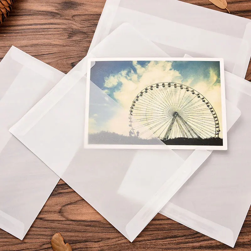 20 шт./партия белый прозрачный сульфат бумажные открытки с конвертом Рождество год благодарность, приветствие подарочная карта сообщения конверт