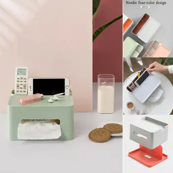 

Makeup Organizer Desktop Tissue Box Cover Table Napkin Holder Storage Organiser phone stents