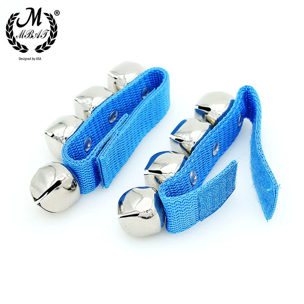 M MBAT Jingle Bells Bracelet Wrist Tambourine Fastener Tape Percussion Musical Toy Party Kids Educational Games Instruments