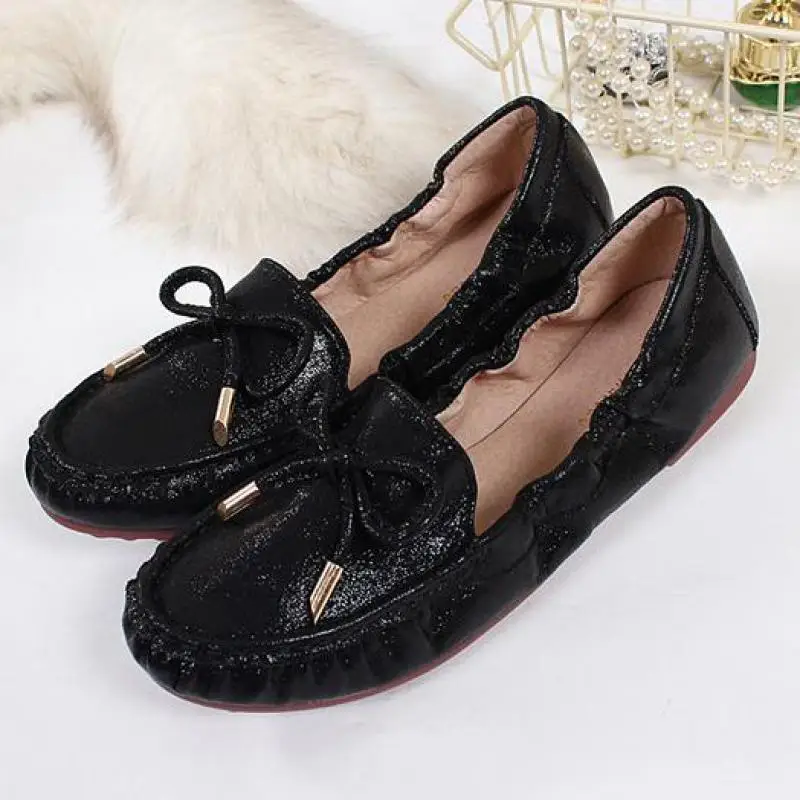 

Women Moccasins Gold Silver Ballet Flats Round Toe Flat Loafers Ladies Slip On Shallow Comfort Shoe Breathable Ballerina Shoes