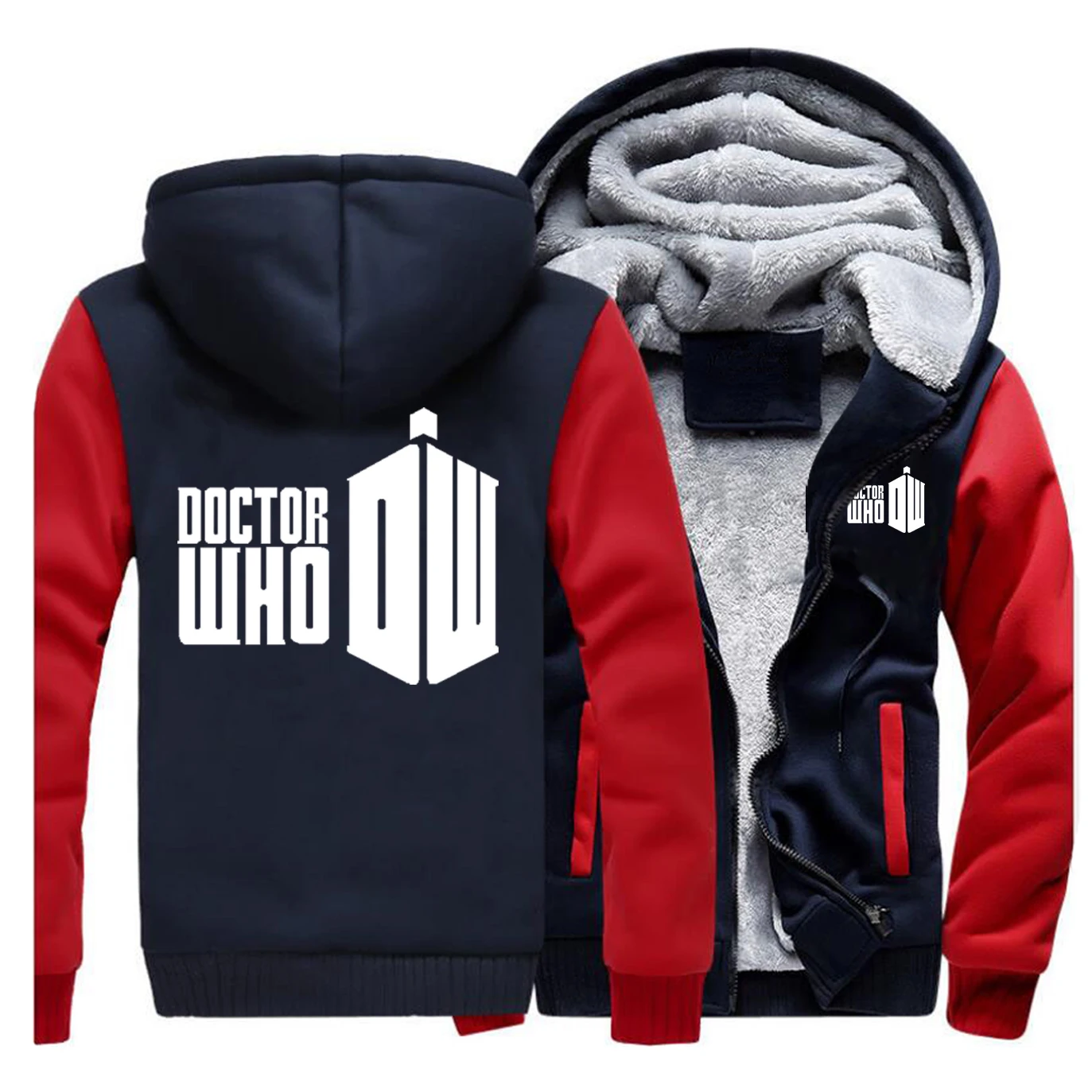 Red Dark Blue 5 Doctor Who Мужская Толстая зимняя Флисовая теплая куртка толстовки пальто толстовка пальто утолщенный спортивный свитер верхняя одежда Уличная Толстовка - Цвет: Red Dark Blue 5