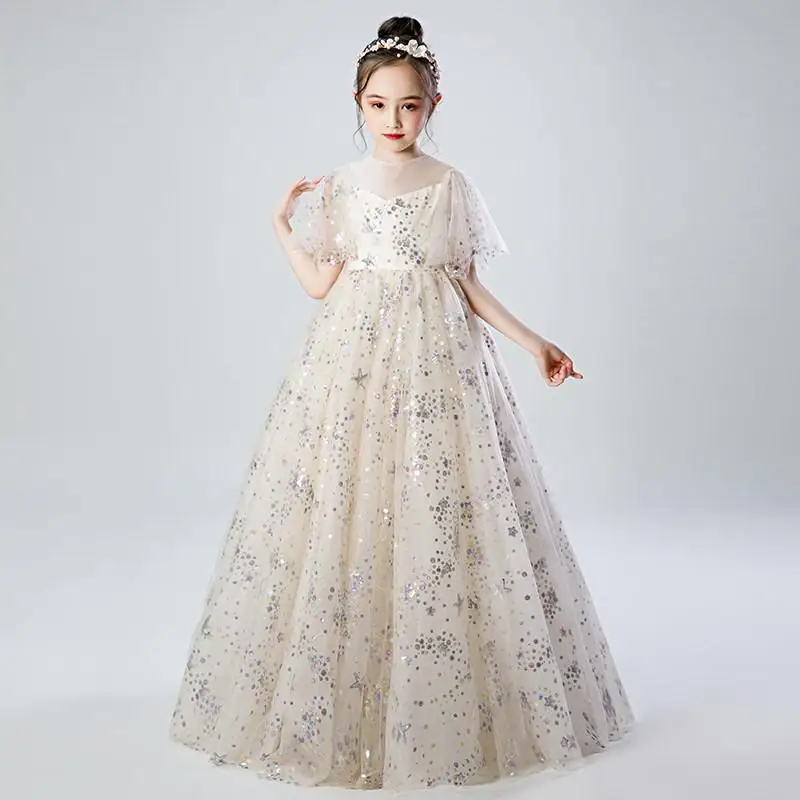 long style Новинка года; детское длинное платье принцессы с короткими рукавами спереди и сзади; платье-пачка для маленьких принцесс на свадьбу и День рождения; одежда; F52 - Цвет: long style
