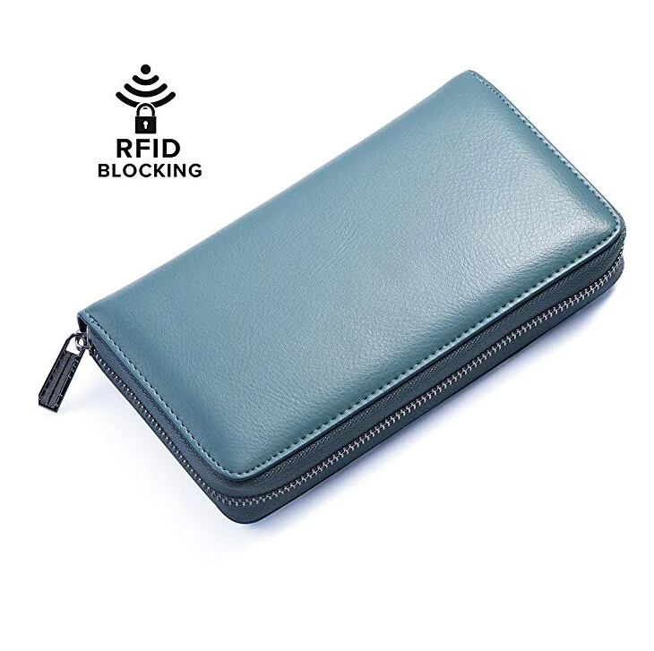 Синий Пакет для карт длинный кошелек барсетка Rfid мульти-карта многофункциональный мужской и женский большой емкости визитная карточка ID Держатели - Цвет: Синий