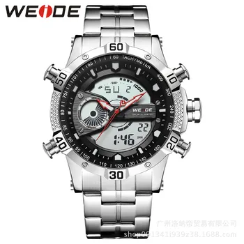 

WEIDE Brand Men Quartz Multifunction LCD Dual Display Watches Fashion Chronograph Calendar Alarm Luminous Waterproof Wristwatch