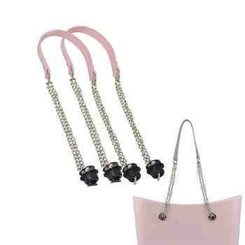 

1Pair Handbag Chain Long Double Chain Solid Color Obag Handles Totes Bag Strap Decorative Bag Handle Replacement Bag Accessory