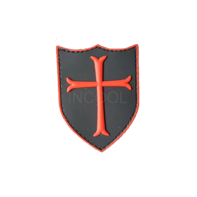 Écusson PVC Chevaliers Templiers - Patch 3D Scratch - 8cm - Boucle Fermeture Sac Militaire