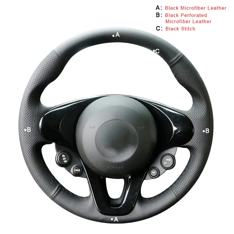 Автомобильная Оплетка на руль для Smart New Fortwo Forfour ручной работы DIY авто чехлы на руль - Название цвета: Microfiber Leather