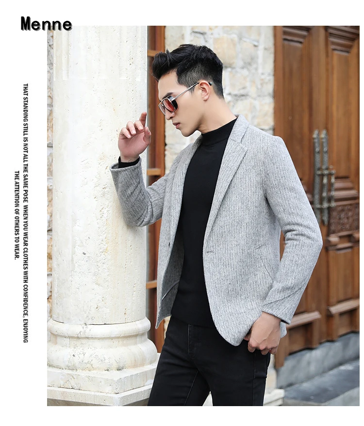 Menne winter jacket men handmade double-sided cashmere coat men casual short style suit woolen coat British trench coat