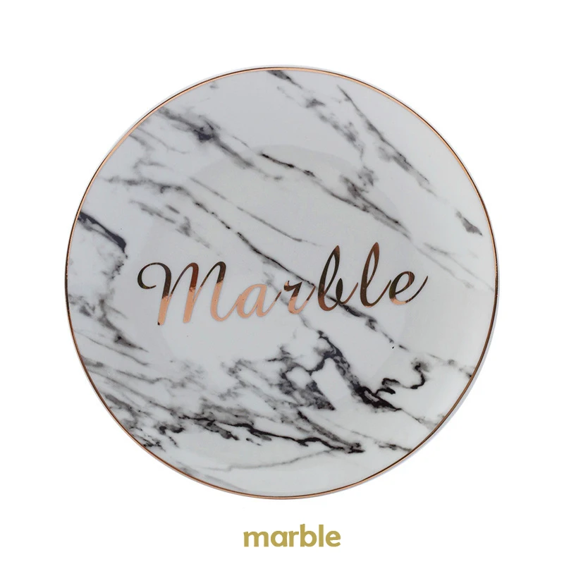 marble Quail 8 керамическая тарелка дюймовая, мраморные обеденные тарелки, золотая отделка посуда, посуда и тарелки наборы - Цвет: marble