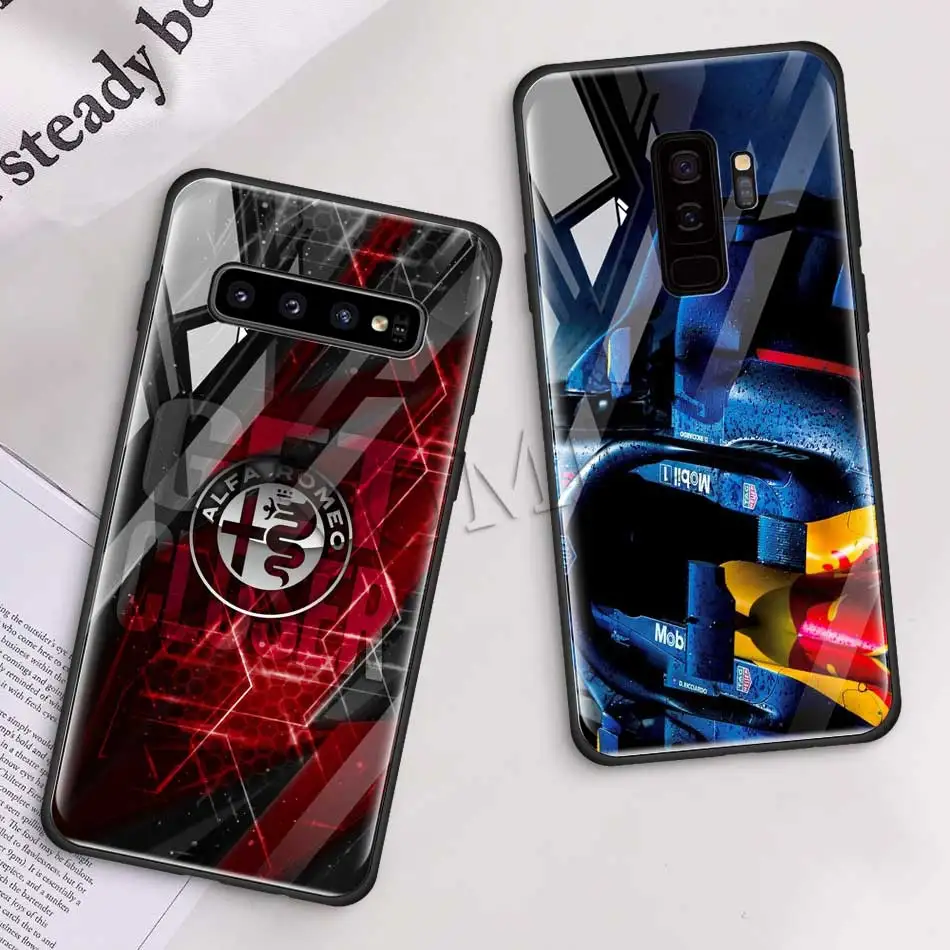 Для Формулы 1 чехол для телефона из закаленного стекла для samsung Galaxy S10 S10e S9 S8 S10 Plus Note 9 A50 A30 мягкий чехол