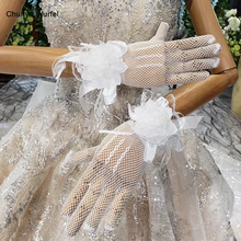 ST01 дешевые тюлевые женские перчатки для невесты Простые короткие белые свадебная перчатка кружевные свадебные аксессуары для свадеб акссуары novia
