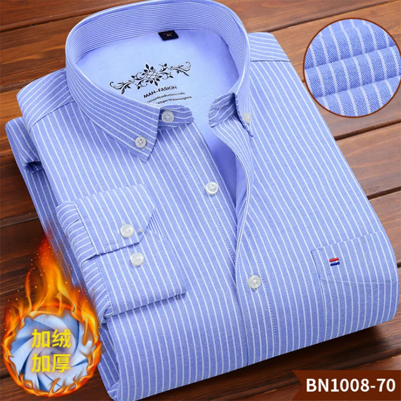 sky blue Зима-осень,, мужские шерстяные футболки Camisa с длинным рукавом и отложным воротником, дышащая повседневная оксфордская хлопковая ткань с принтом - Цвет: sky blue