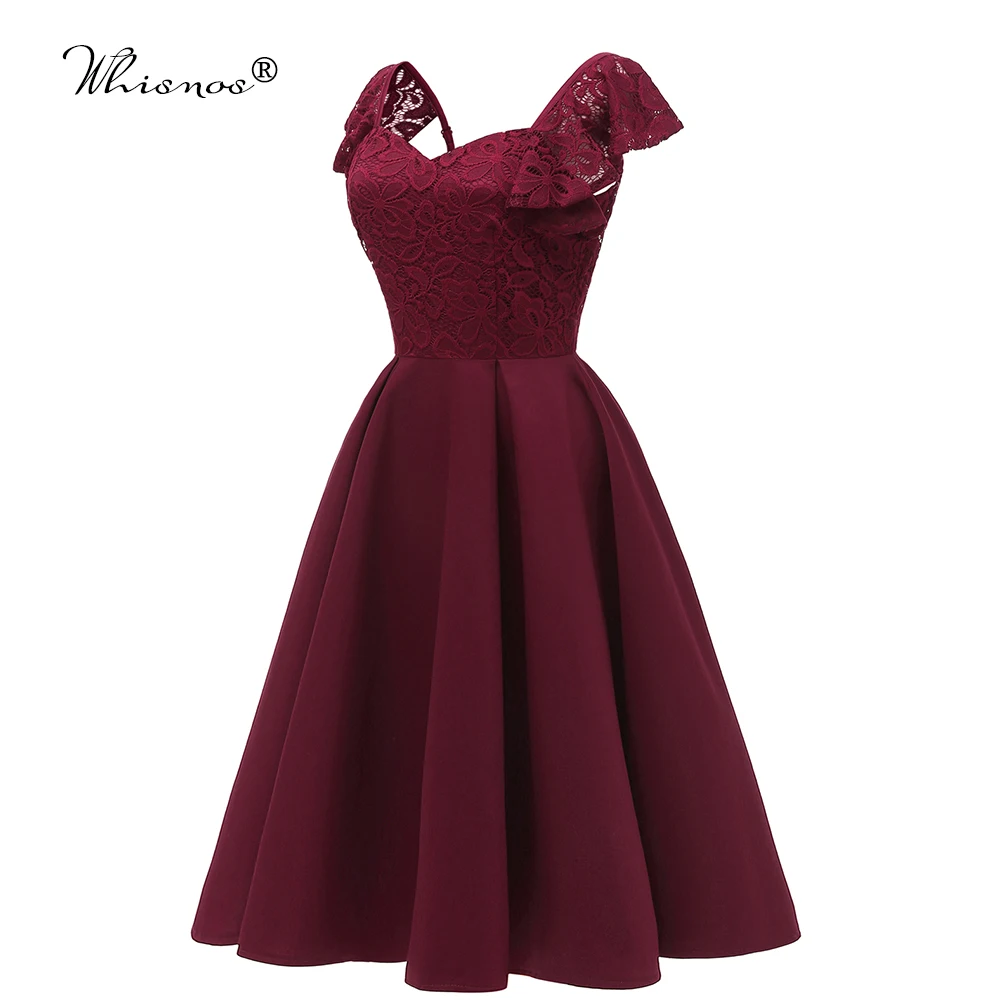 

In Stock Sexy Baceless V Neck Lace Short Prom Dresses 2020 Red Wine Formal Party Dress For Graduation Plus Size Butterfly Sleeve