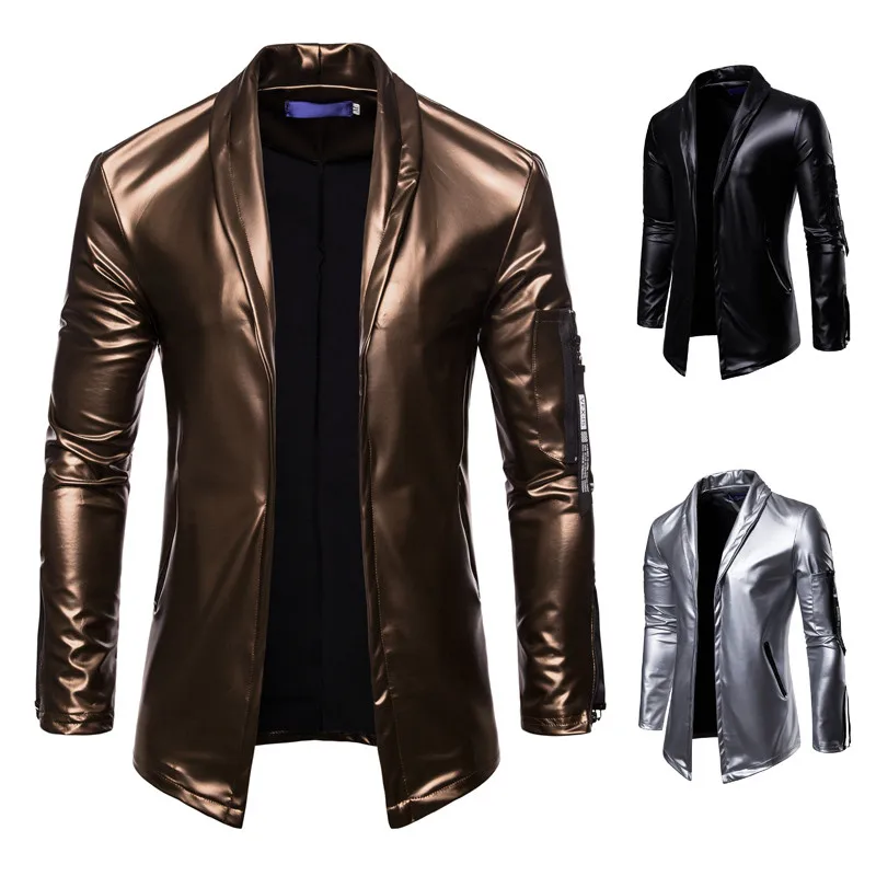 2021 Elastic PU Leather Jacket Men Motorcycle Jacket Slim Fit Jacket Mens Casual Street Biker Coat Pleated Design Business Coat winter leather jacket