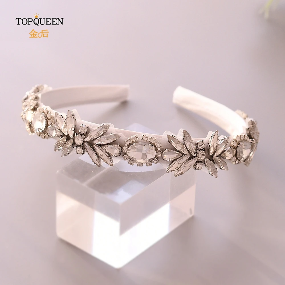TOPQUEEN, S292-FG, свадебные стразы, аксессуары для волос, свадебная тиара, головные уборы, серебряные стразы, повязка на голову, барокко, лента для волос