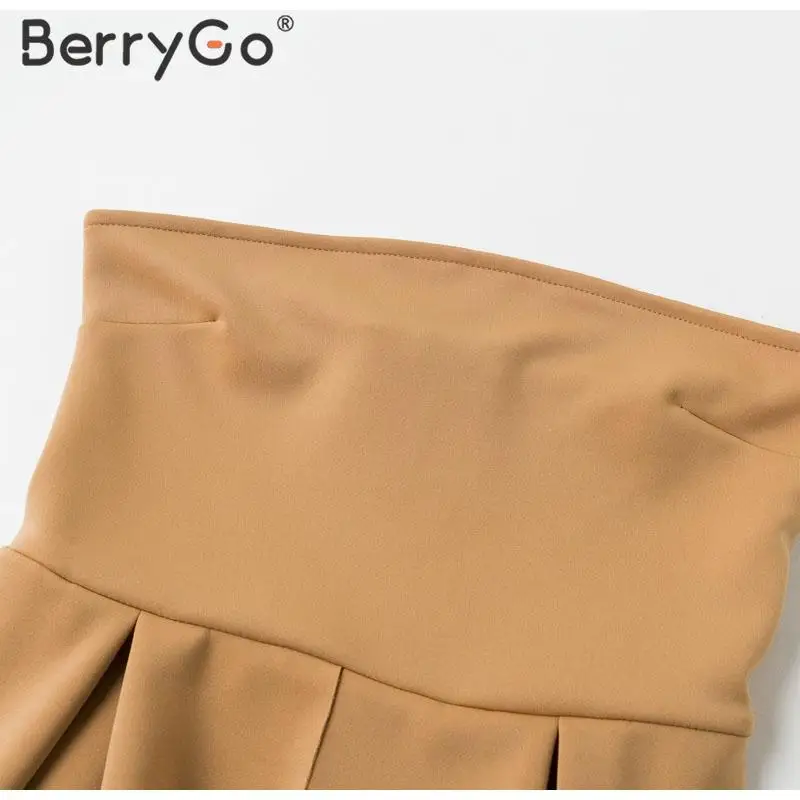 BerryGo элегантное вечернее платье для вечеринки, женское сексуальное осеннее сплошная шикарная Женская Макси-платье с высокой талией без бретелек, длинное лоскутное платье