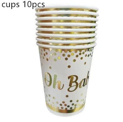 Cup 10pcs Новые золотые Oh детские печатные бумажные чашки, ребенок, душ Декор Пол раскрыть вечерние беременность День рождения украшения ребенок душ - Цвет: Cup 10pcs