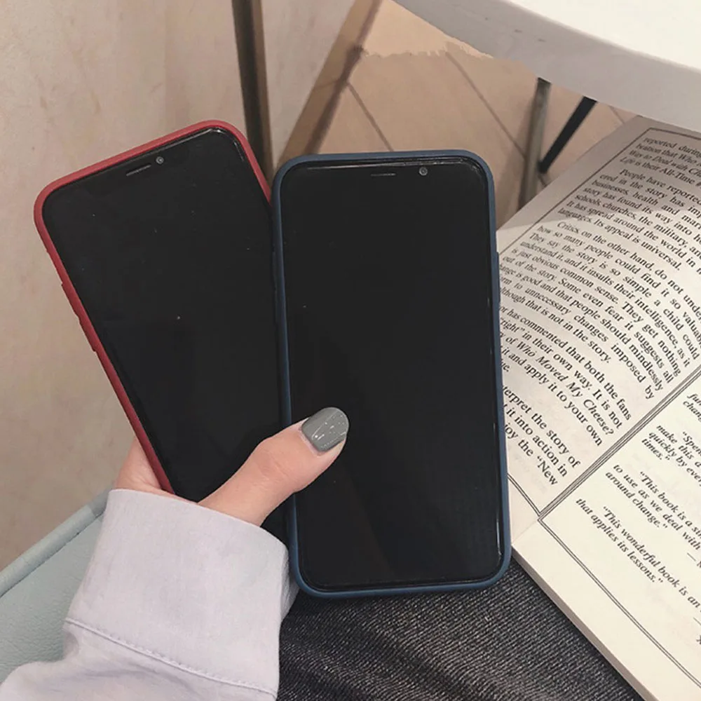 Чехол для Apple iPhone 11pro Max X XS XR 7p 8plus простой цветной противоударный силиконовый