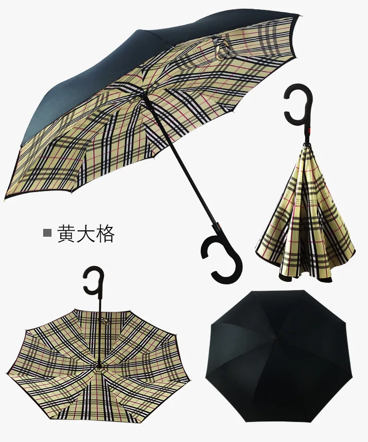 Man Umbrellas C Handle Windproof Women Sun and Rain invertido Paraguas Parapluie Reverse Umbrella Inverted Anti UV Umbrella