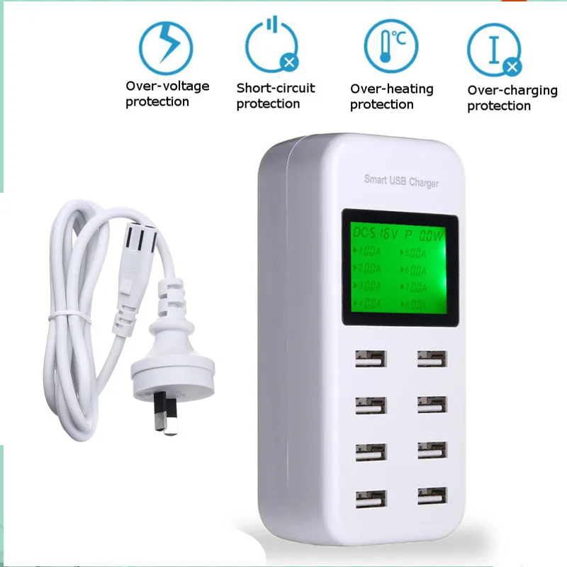 USB мульти зарядное устройство s 8 портов 5 В/8A usb зарядка блок питания адаптер стены путешествия настольное зарядное устройство концентратор