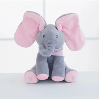 

30cm Peekaboo Elephant Electric Plush Toy Music English Songs Ear Talk Stuffed Animal Dolls Comfort Baby Toys Children Toy Gifts