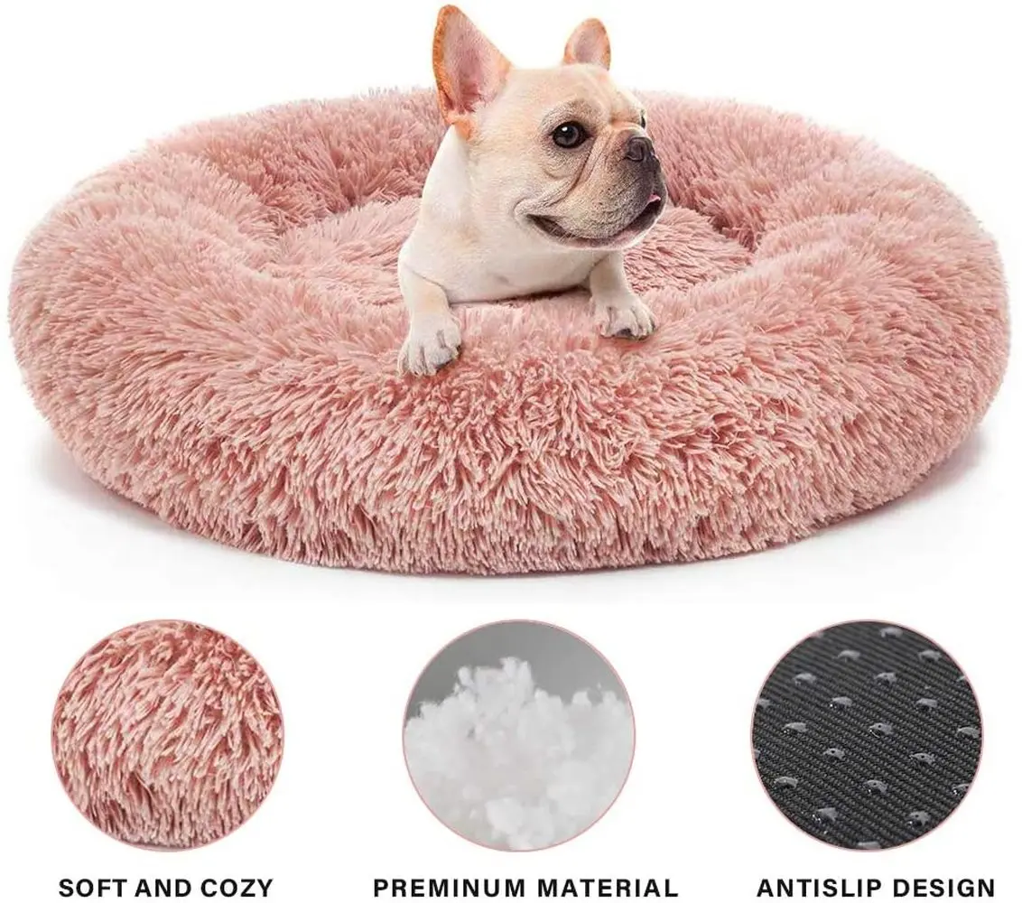 Dog Long Plush Dounts Beds Calming Bed Hondenmand Pet Kennel Super Soft Fluffy Comfortable for Large Dog / Cat House Dog Long Plush Dounts Beds Calming Bed Hondenmand Pet Kennel Super Soft Fluffy Comfortable for Large Dog / Cat House