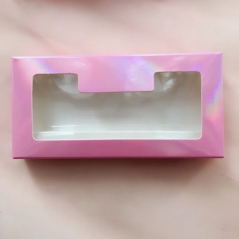 pink color Горячие детские розовые норковые накладные ресницы упаковка логотип Голография бумажные коробки пустая коробка - Цвет: pink color