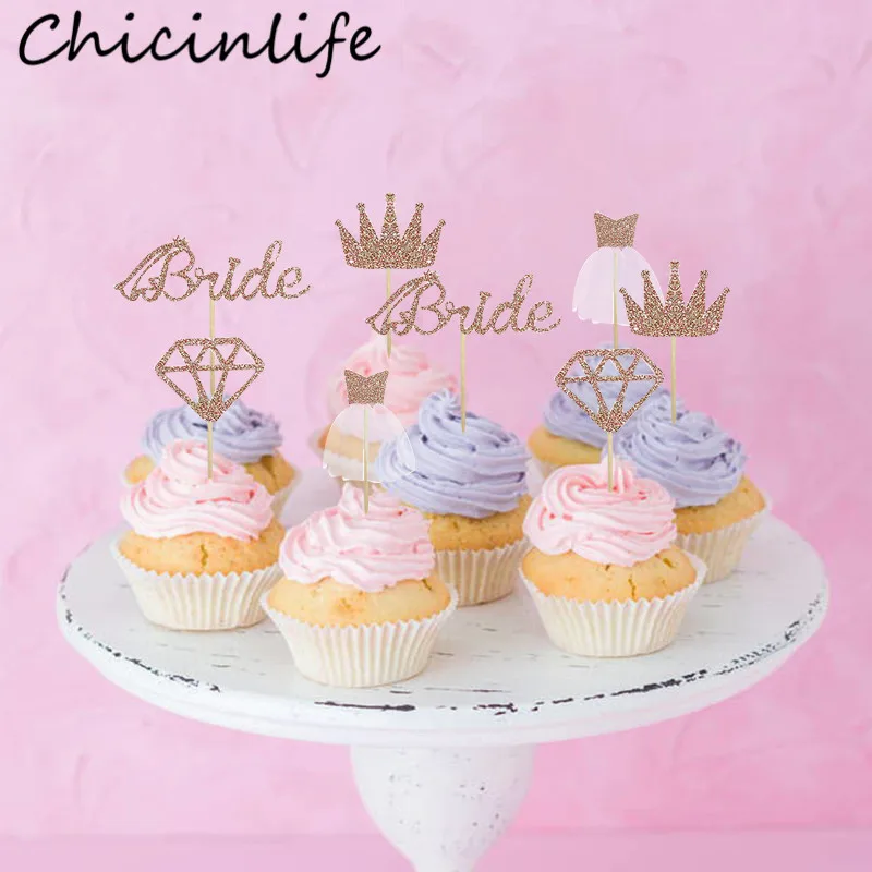 Chicinlife, 8 шт., свадебная корона, бриллиантовое кольцо, кекс, топперы, девичник, вечерние украшения, помолвка, свадьба, свадебный душ