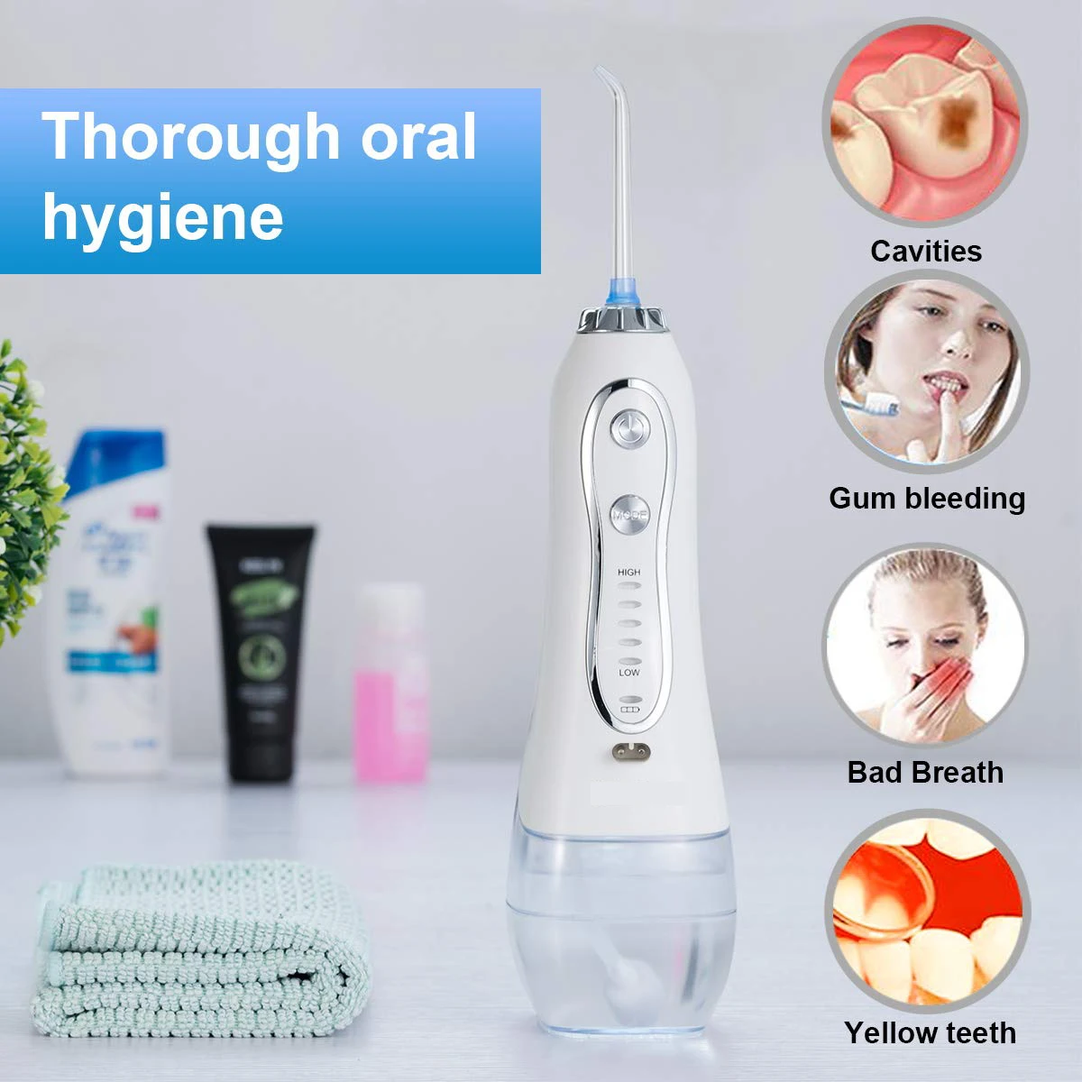 Water Flosser Professional Cordless Dental Oral Irrigator- Portable and Rechargeable IPX7 for Teeth Cleaning,300ml Reservoir