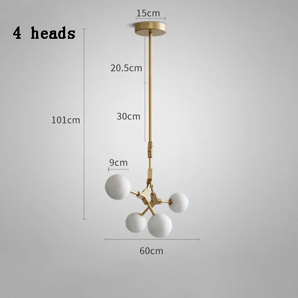 4 heads Североевропейская Люстра для гостиной, американский стиль, столовая, спальня, железная личность, креативный ветка дерева, волшебный светильник в форме бобов - Цвет абажура: 4 heads