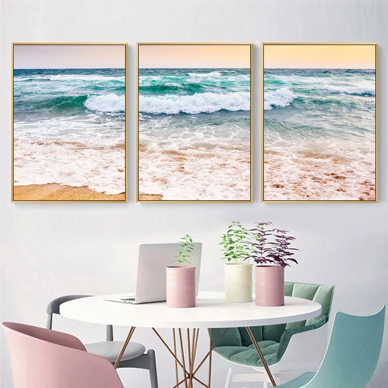 

Seascape Decorative Painting Oil Painting Triple Sea Landscape Aliexpress Cuadros Decoracion Salon Home Decor Posters and Prints