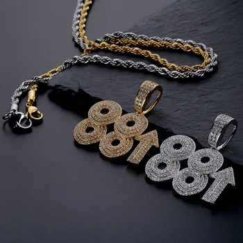 

Hip Hop Micro Paved AAA+ Cubic Zirconia Iced Out Bling Solid Rich Brian 88 Rising Pendants Necklace for Men Rapper Jewelry Gold