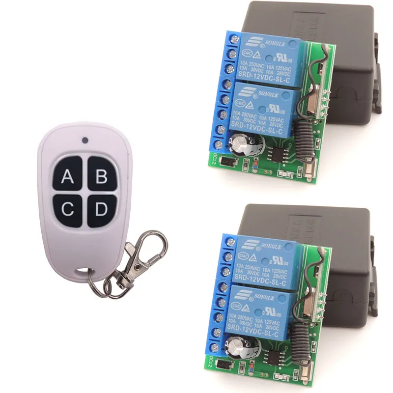 2RC 1B DC12V 10Amp 2 банды 433 МГц РЧ пульт дистанционного управления беспроводной приемник релейная плата и брелоки для гаража \ Электрический дверной переключатель - Цвет: 2RC 1B