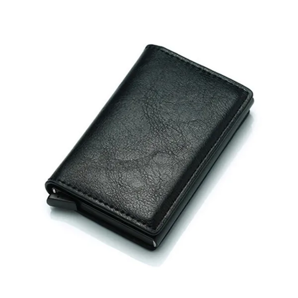 Black 9810 Bycobecy RFID кредитный держатель для карт для мужчин и женщин металлическая винтажная алюминиевая коробка искусственная кожа Crazy Horse кошелек для карт Прямая поставка - Цвет: Black 9810