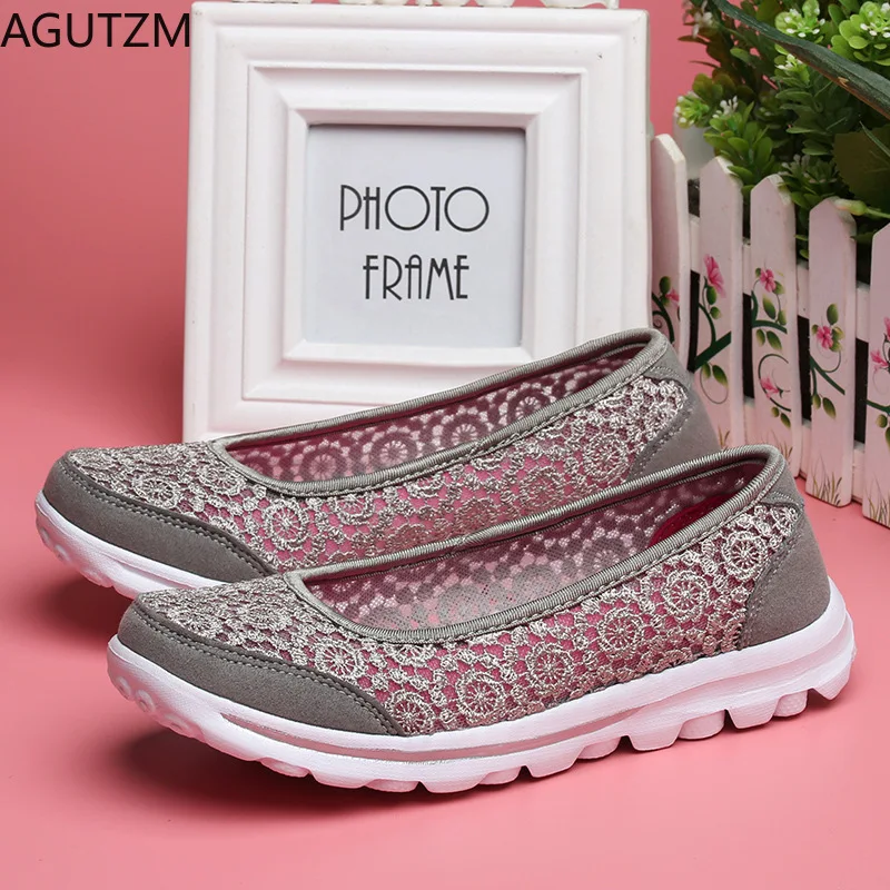 

2020 Summer Cloth Shoes 41 Mesh Flat Flat Shoes Ultra-light Soft Bottom Women's Mesh Breathable Cloth Shoes