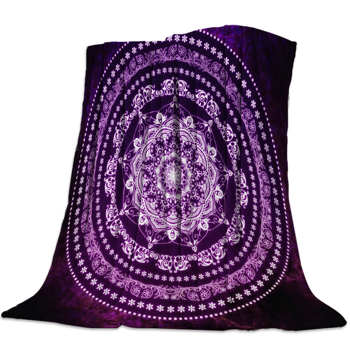 Фиолетовое светящееся одеяло с рисунком мандалы, мягкое удобное бархатное плюшевое одеяло, теплое одеяло для дивана, кровати