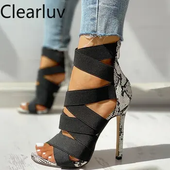 

Sale fashion sandals women comfortable sexy snake pattern ultra high heels party size 6-10 women's shoes mature serpentine dance