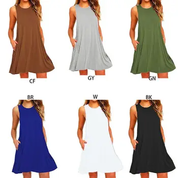 

Women's Summer Casual Swing T-Shirt Dresses Beach Cover up with Pockets