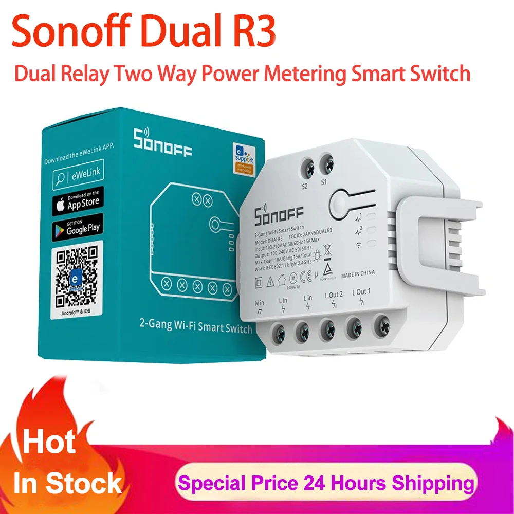 Interruptor Wifi Sonoff Dual R3 Control Persianas O Consumo