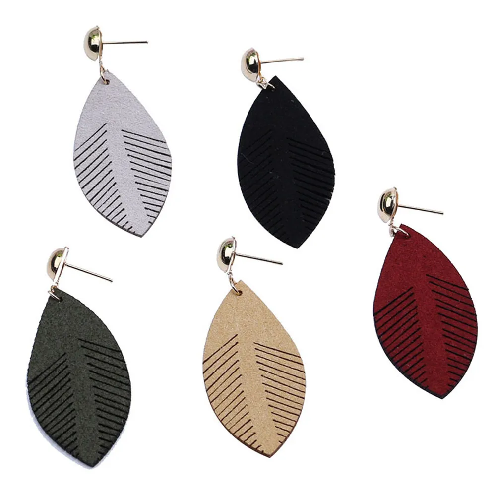 New Leather Earrings for Women Red Leaf Boho Dangle Earings Fashion Jewelry Female Boucle D'oreille I Love You 100 Language Gift |