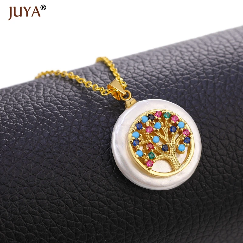 Round White Shell Pendant with Micro Pave Zircon Fashion 24 Pattern Design Pendants Necklaces For Women Jewelry - Окраска металла: As Pictures