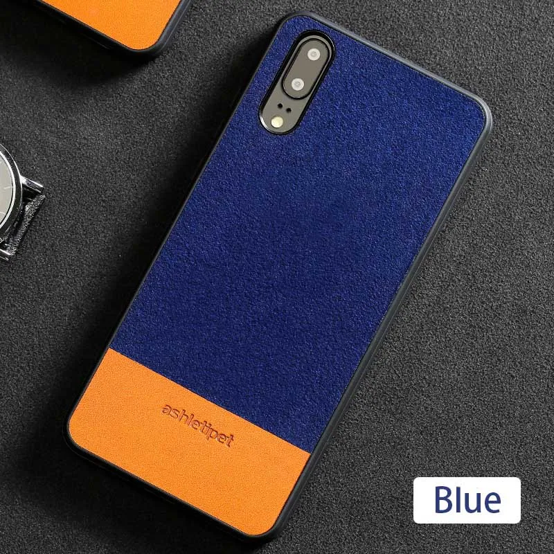 Чехол для телефона из натуральной кожи для huawei P10 P20 Lite Pro Чехол из воловьей кожи и замши для mate 9 10 Pro Honor 9 V9 V10 чехол - Цвет: Синий
